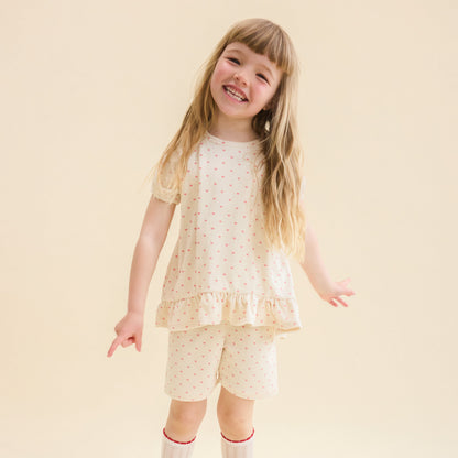 Flöss Frottee-Bluse Nohr "Cream Pink Heart"