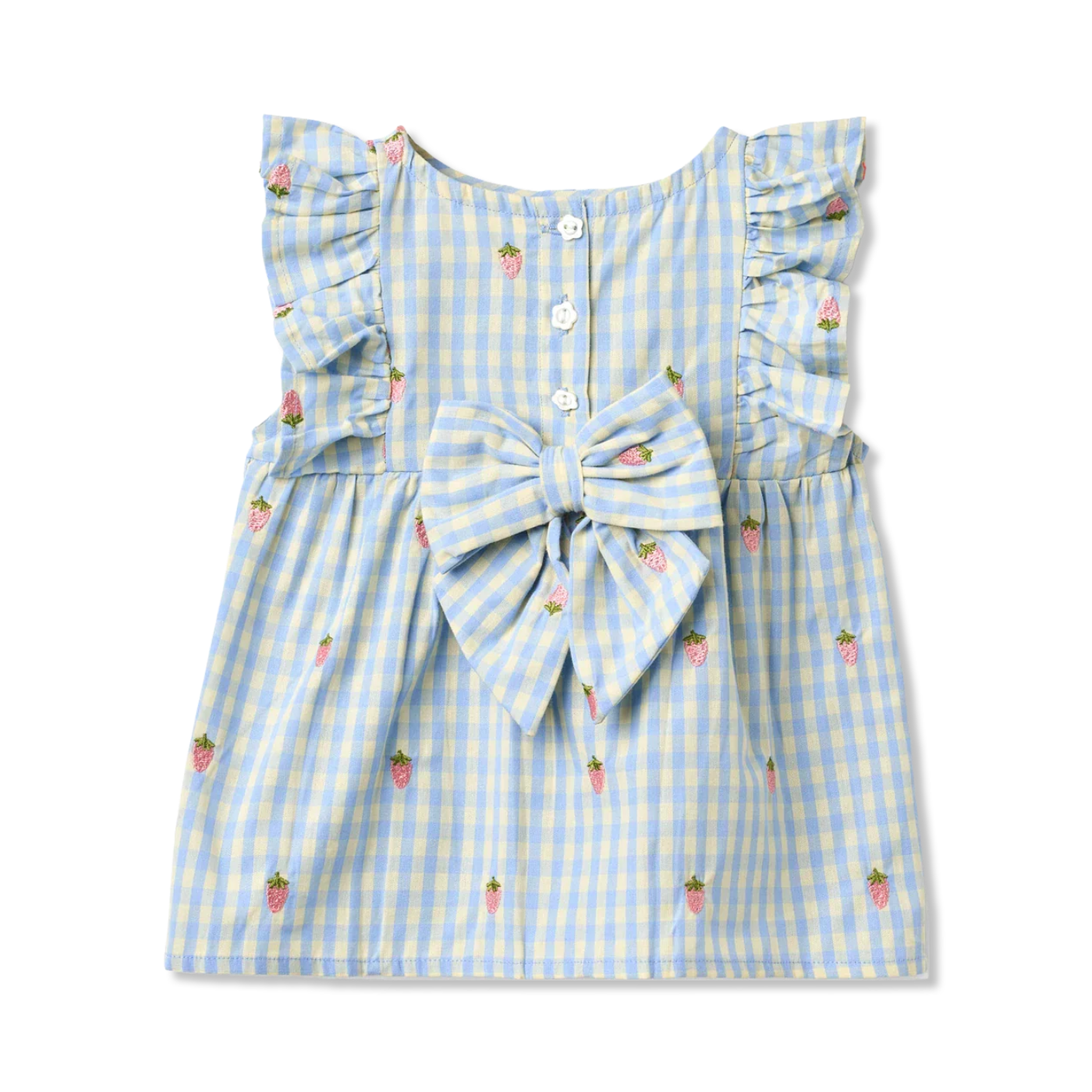 Flöss Mille Shorts Set "Sky Berry Gingham" – Karo Sommer Set Mädchen