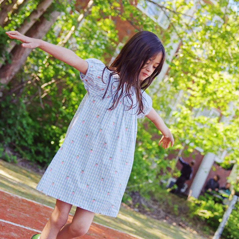 Flöss Kleid Mille "Sky Berry Gingham"– Karo-Erdbeer-Sommerkleid
