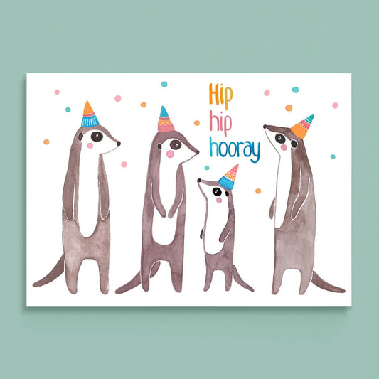 Frau Ottilie Postkarte "Hip hip hooray"