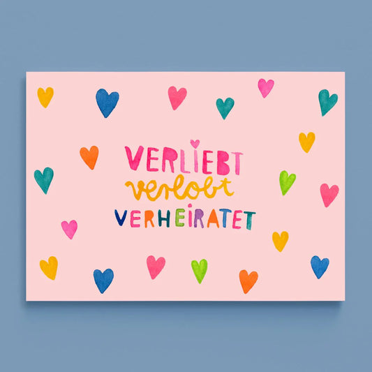 Frau Ottilie Postkarte "verliebt verlobt verheiratet"