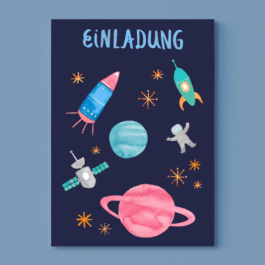 Frau Ottilie Postkarte - Einladung Weltall