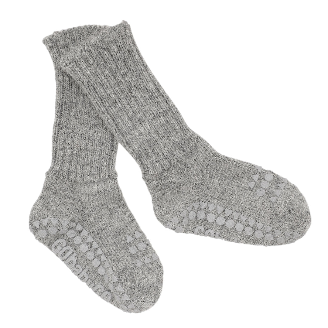 GoBabyGo Rutschfeste Socken aus Alpakawolle "Grey Melange"
