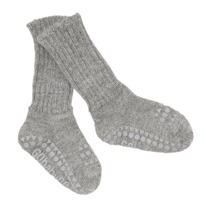 GoBabyGo Rutschfeste Socken aus Alpakawolle "Grey Melange"
