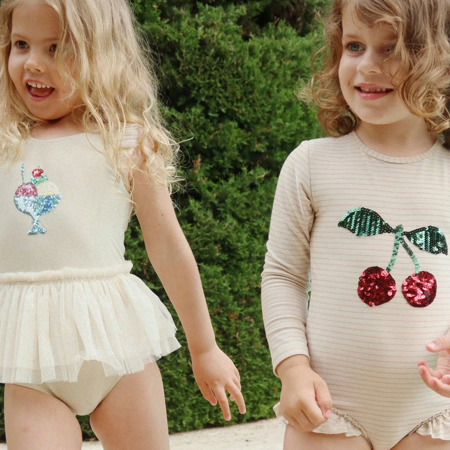 Konges Sløjd Langarm-Badeanzug Jade "Rose Stripe"