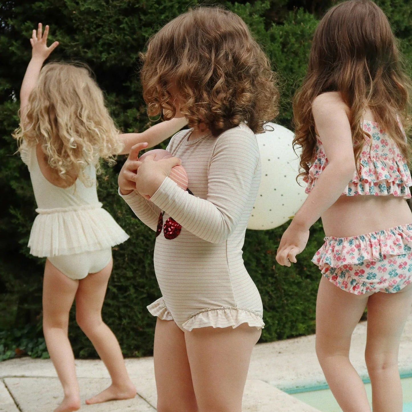 Konges Sløjd Langarm-Badeanzug Jade "Rose Stripe"