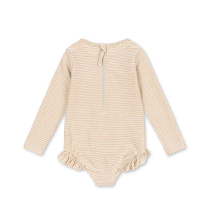 Konges Sløjd Langarm-Badeanzug Jade "Rose Stripe"