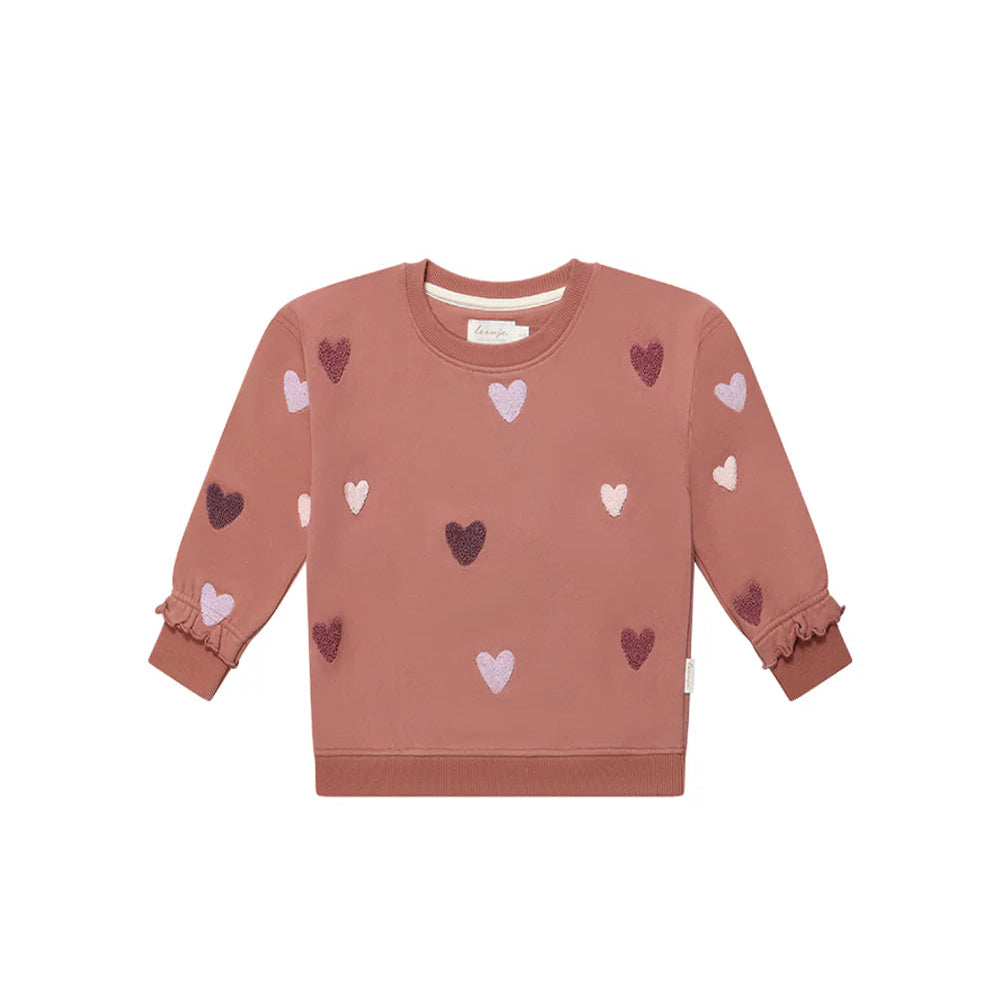 Leevje Sweatshirt Terry Hearts "Light Burgundy"