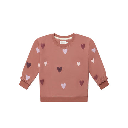Leevje Sweatshirt Terry Hearts "Light Burgundy"