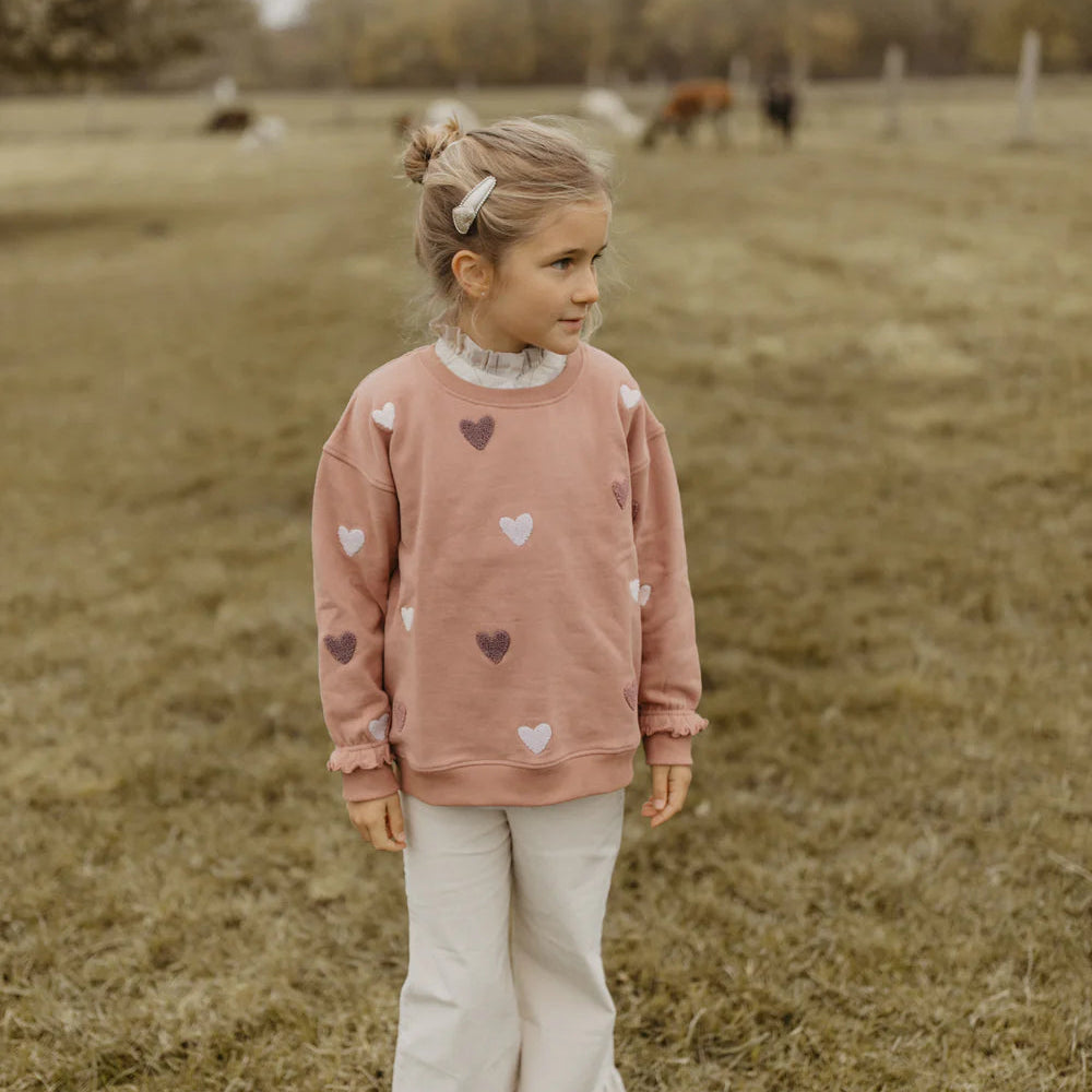 Leevje Sweatshirt Terry Hearts "Light Burgundy"