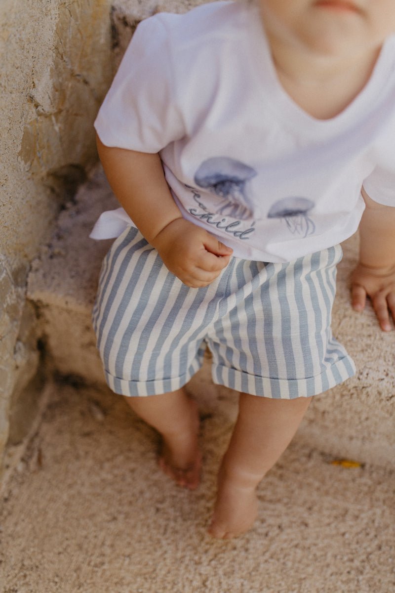 Leevje Leinenshorts "Blue Stripes"