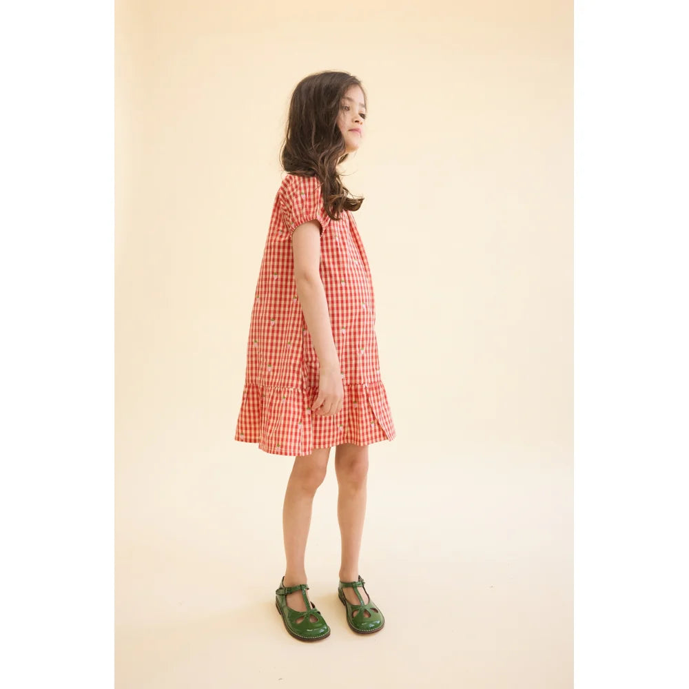 Flöss Kleid Molly "Pineberry" – Erdbeer Kleid Vichy Karo