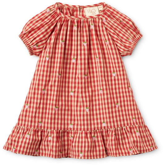 Flöss Kleid Molly "Pineberry" – Erdbeer Kleid Vichy Karo