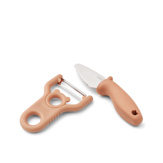 Liewood Schäler und Messer Set Pertense "Whale Blue und Tuscany Rose"