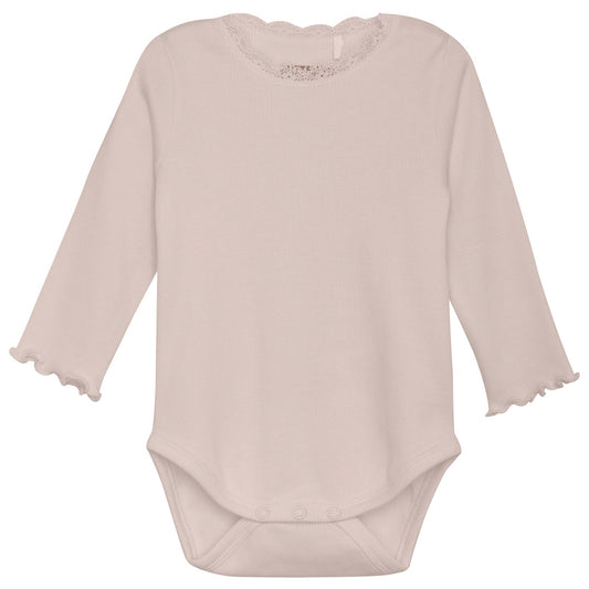 Huttelihut gerippter Langarmbody - Sepia Rose