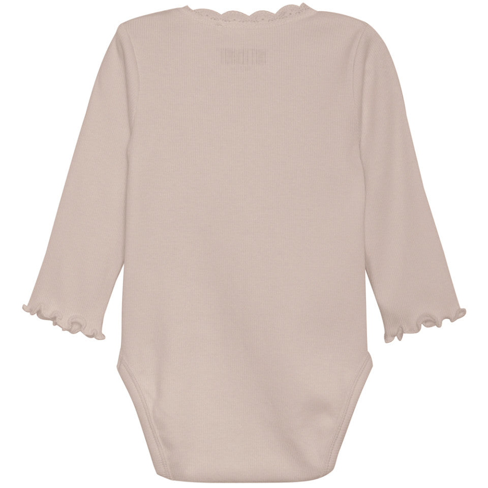 Huttelihut gerippter Langarmbody - Sepia Rose