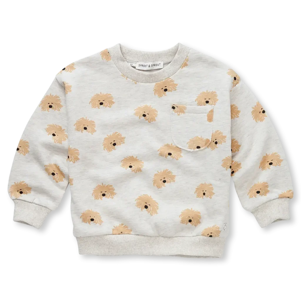 Sproet & Sprout Sweater Moustache Dog-Print