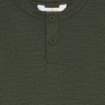 Joha Langarmshirt aus Wolle mit Knöpfen "Moosgrün"