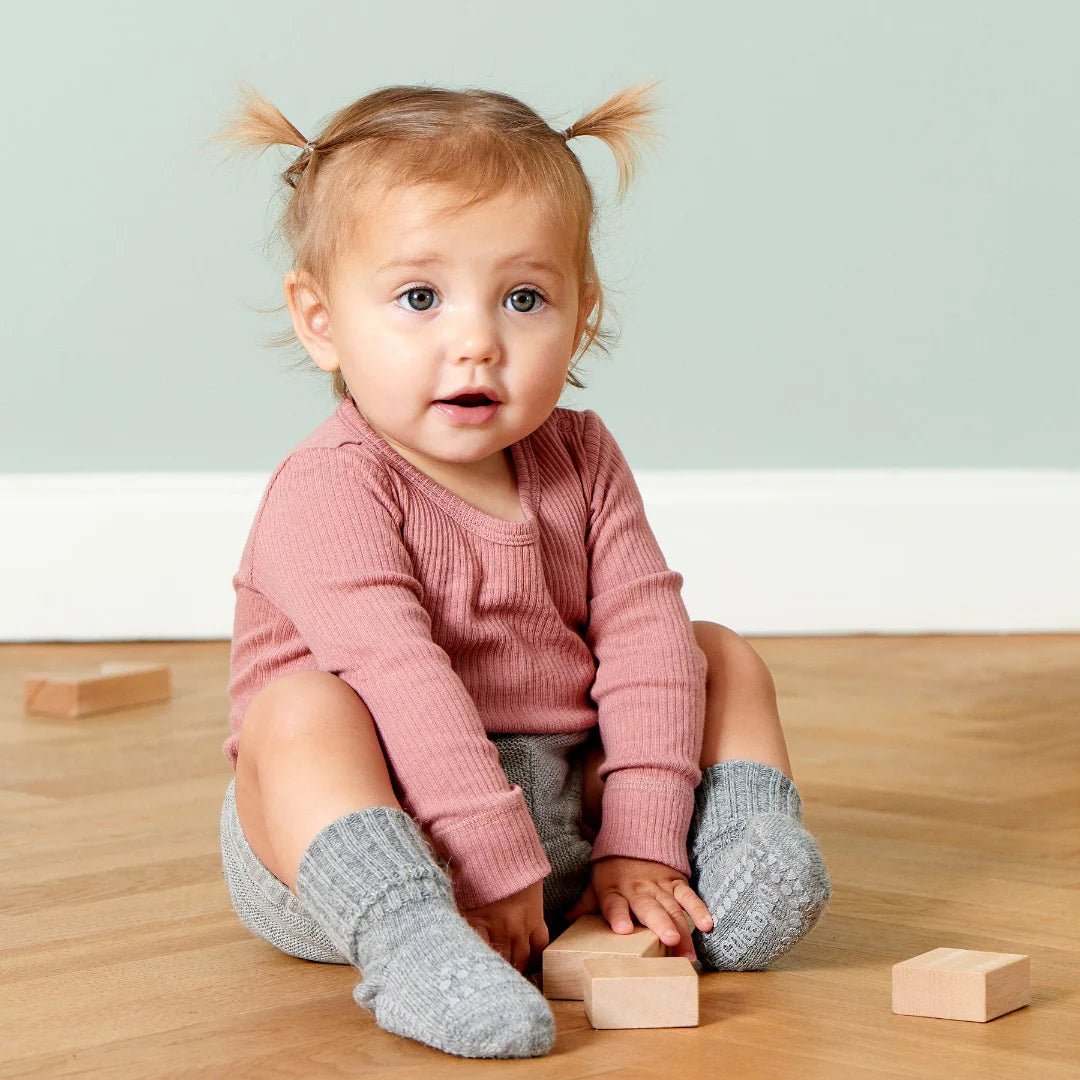 GoBabyGo Rutschfeste Socken aus Alpakawolle "Grey Melange"