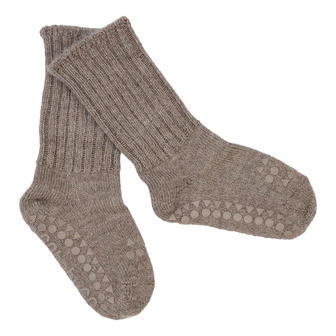 GoBabyGo Rutschfeste Socken aus Alpakawolle "Walnut"