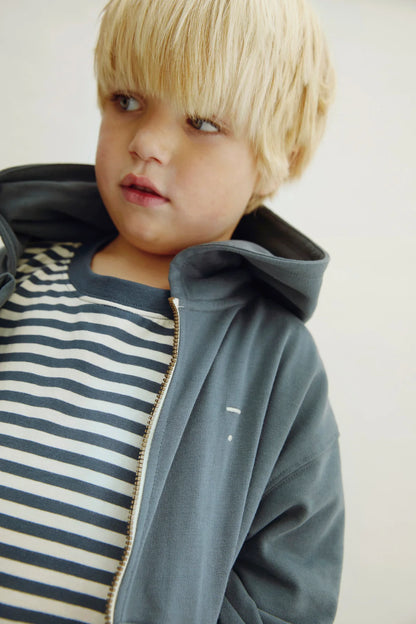 Gray Label Kapuzenstrickjacke mit Reißverschluss "Blue Grey"