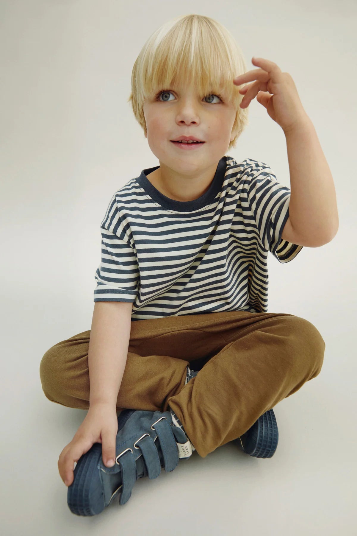 Gray Label Oversized T-Shirt kurzarm "Blue Grey - Cream"