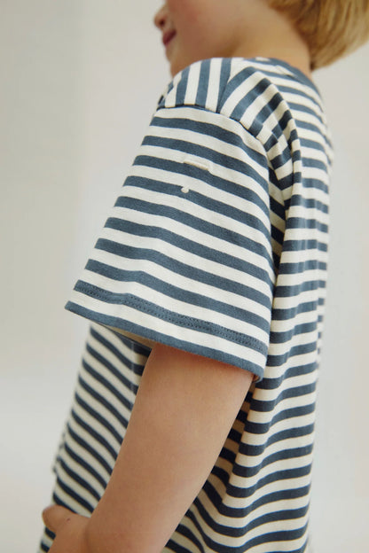 Gray Label Oversized T-Shirt kurzarm "Blue Grey - Cream"