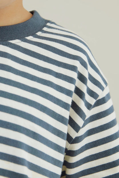 Gray Label Oversized T-Shirt kurzarm "Blue Grey - Cream"