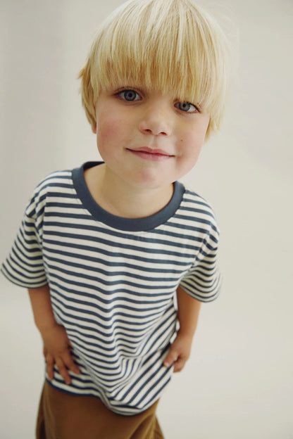 Gray Label Oversized T-Shirt kurzarm "Blue Grey - Cream"