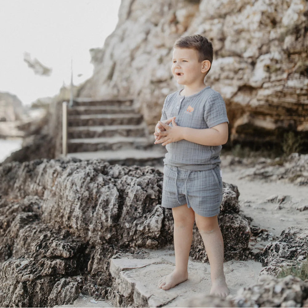 Leevje Musselin-Shorts "Blue"