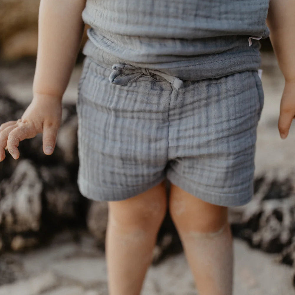 Leevje Musselin-Shorts "Blue"