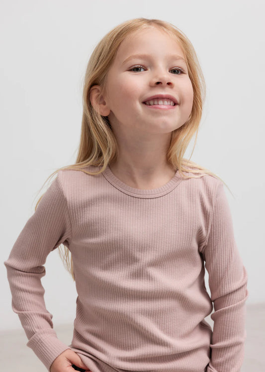 MarMar Ripp-Langarmshirt - Plain Tee "Faded Rose"